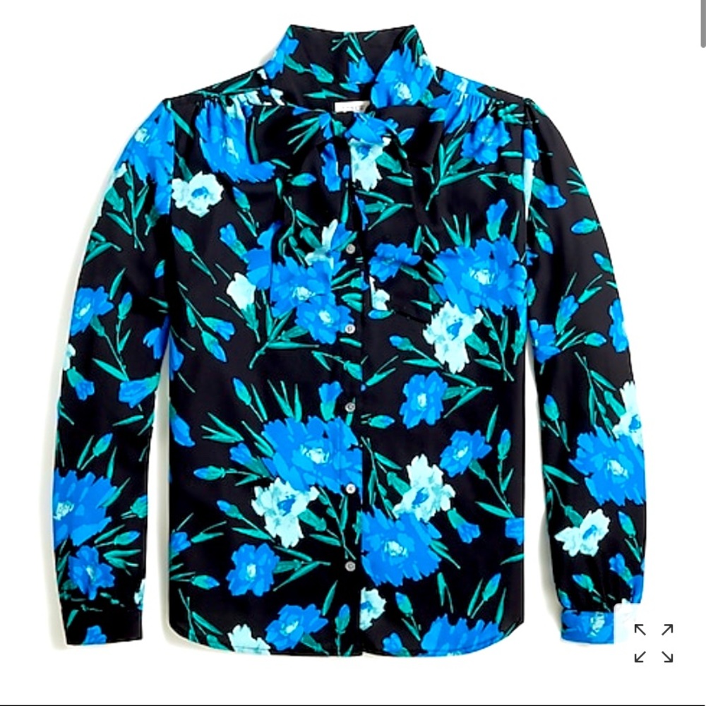 NWT J.CREW BLACK FLORAL BLOUSE SIZE L